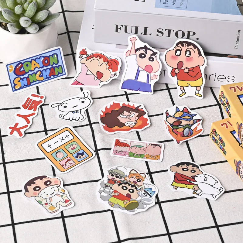 Boxed 60Pcs/set Cartoon Anime Crayon Shin-chan Kawaii Figure Waterproof Graffiti trunk laptop cup Skateboard DIY Sticker Gifts