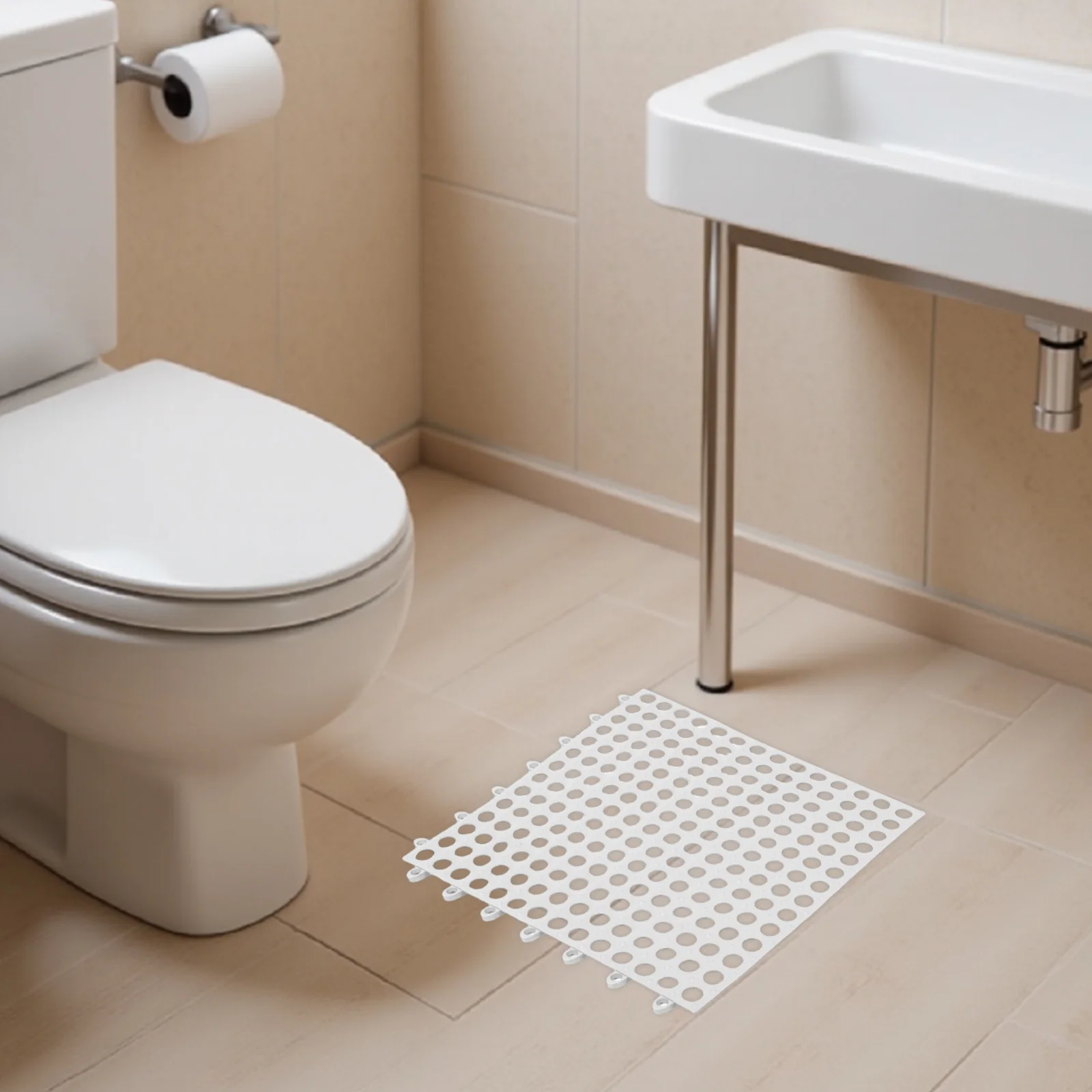 

4 шт. нескользящих напольных ковриков, противоскользящие модульные плитки, быстросохнущие, водонепроницаемые, для сауны, ванной, душа, защитный напольный коврик