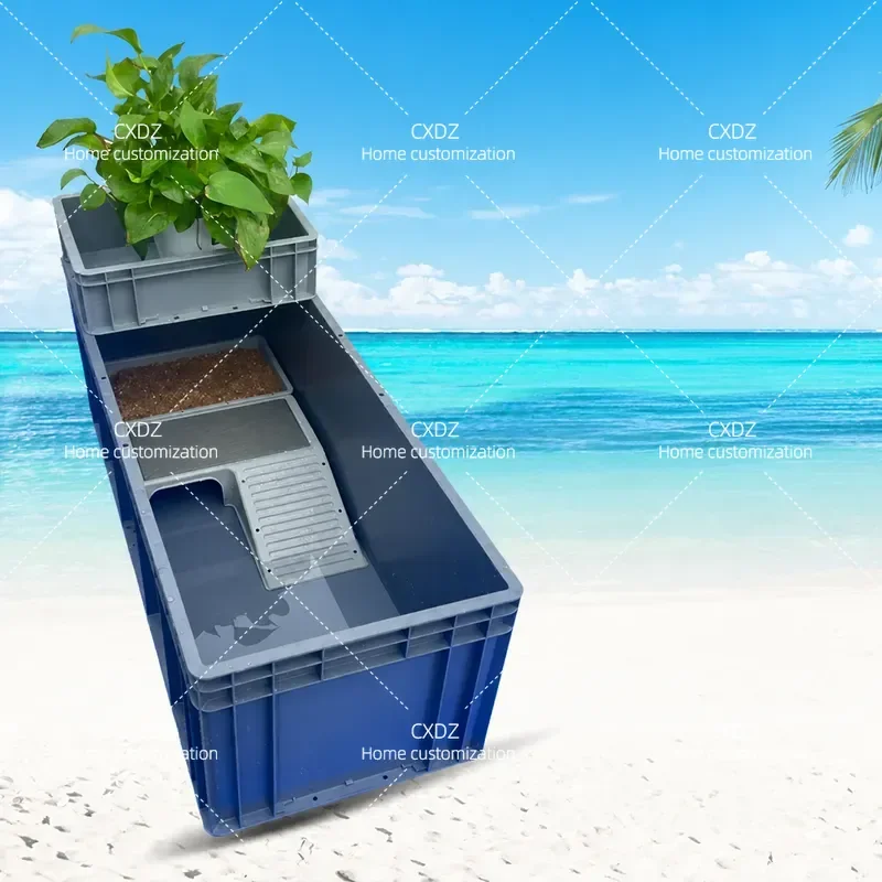 Large Plastic Turtle Tank with Sunscreen Villa Ecological Aquarium Feeding Box for Household Fish and Tortoise Habitat