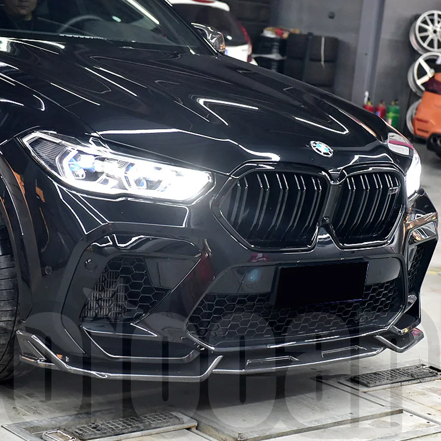 oiomotors MH Style Dry Carbon Front Lip Spoiler and Side Top Fin Canards Wind for BMW F96 X6M