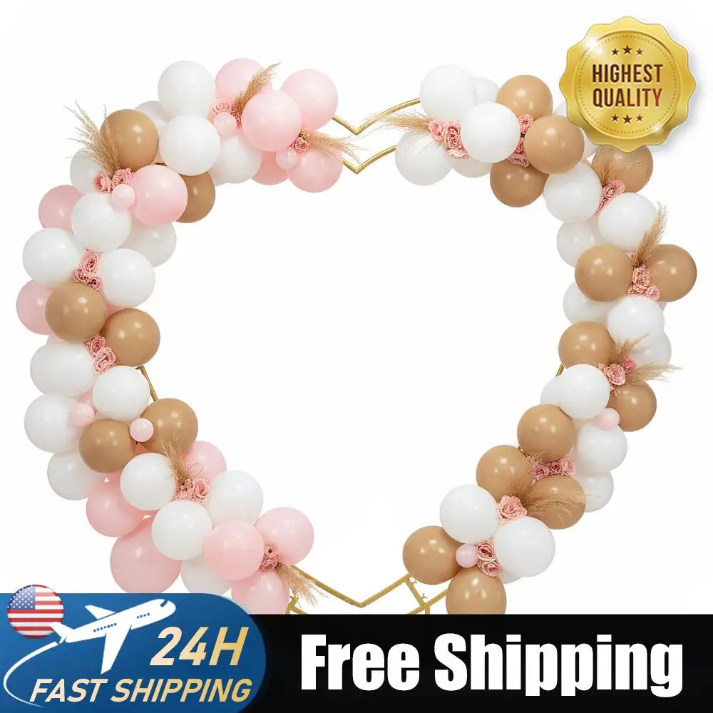 

Square-Bottomed Wedding Arch Stand 6.7FT Heart Shaped Flower Stand Reusable for Ceremony Valentines Day Birthday Party Decor