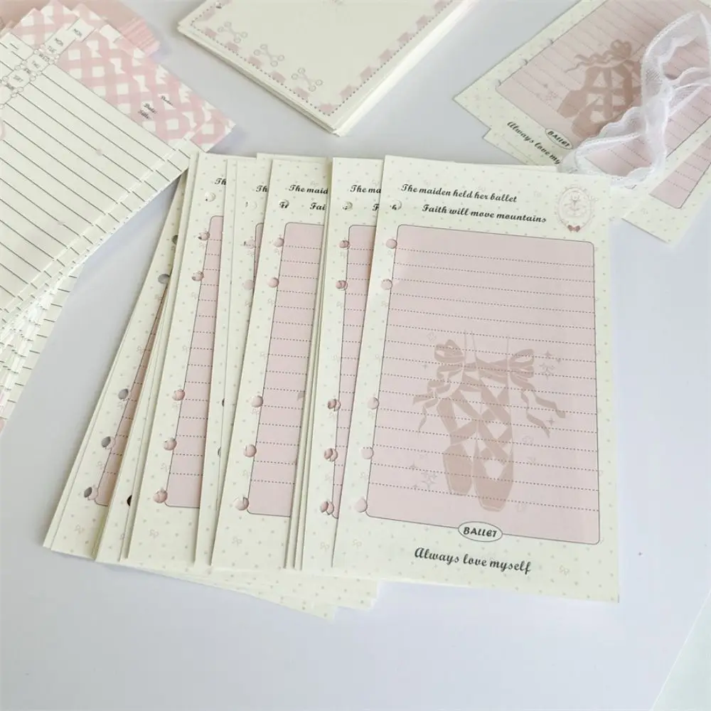 

50Sheets A6 Loose Leaf Refill Paper Ballet Shoes Goose Inner Refill Spiral Binder Paper 6-hole Crown Notebook Index Inside Page