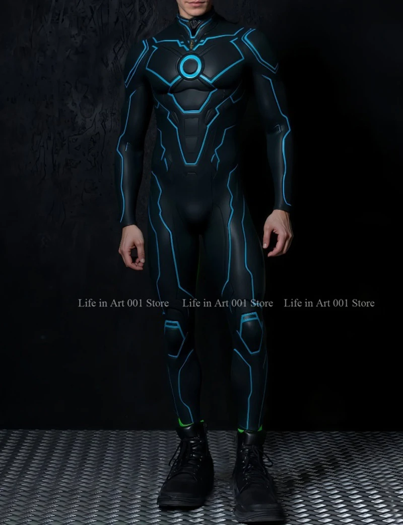 الرجال كول سايبربانك المستقبل الخيال العلمي روبوت درع ارتداءها هالوين كرنفال حفلة تأثيري حلي مقاتلة تمتد الجوارب بذلة #1