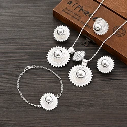 Ethiopian Eritrea Silver Plated Plain Ethnic Classic Big Size Earring/2PCS Pendant/Ring /Bracelet Jewelry Bride WeddingSet Gifts