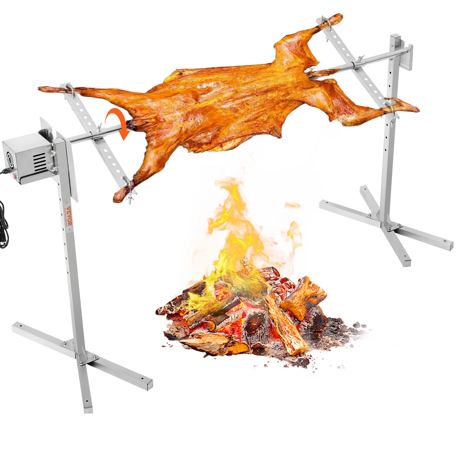 VEVOR 46/56 Inch Electric BBQ Rotisserie Grill Kit Automatic 52W Motor Height Adjustable Universal Roaster Stand