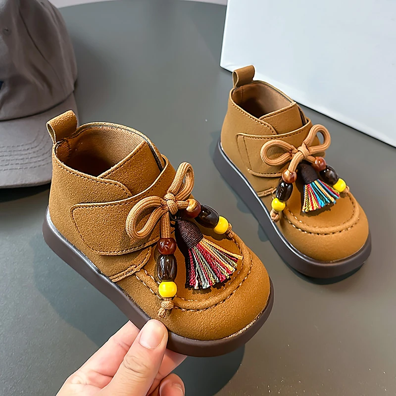 

Children's casual shoes 2025 spring and autumn girls' casual flat shoes with rubber soles and round toe flat shoes