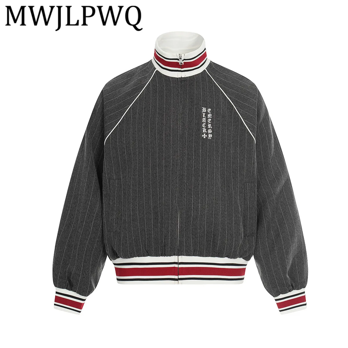 

MWJLPWQ Trendy Style Baseball High-End American Retro Jacket For Men Striped Stand Collar Design Tops 2026 Spring New 21978