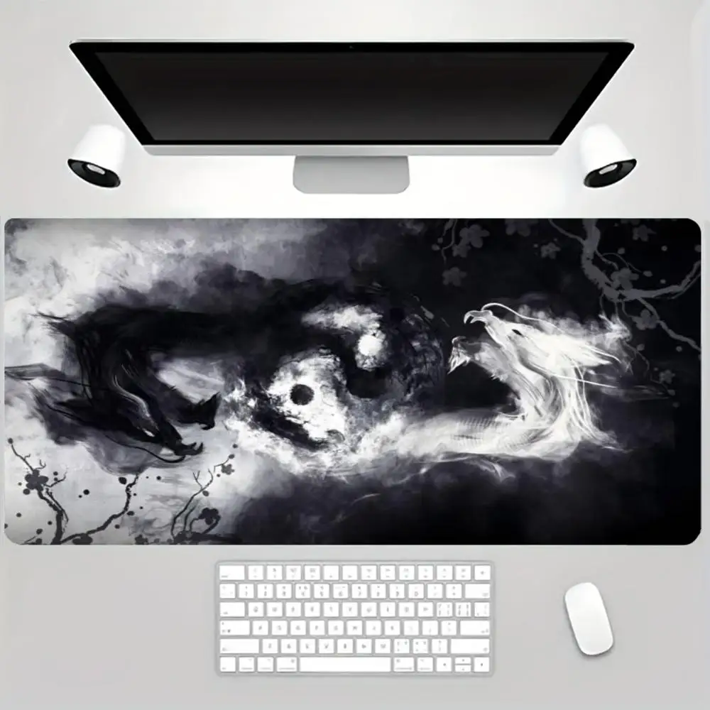 Ink Wash Dragon Pattern Large Gaming Mouse Pad Anti‑Slip Rubber Desk Mat for PC Laptop mouse pad