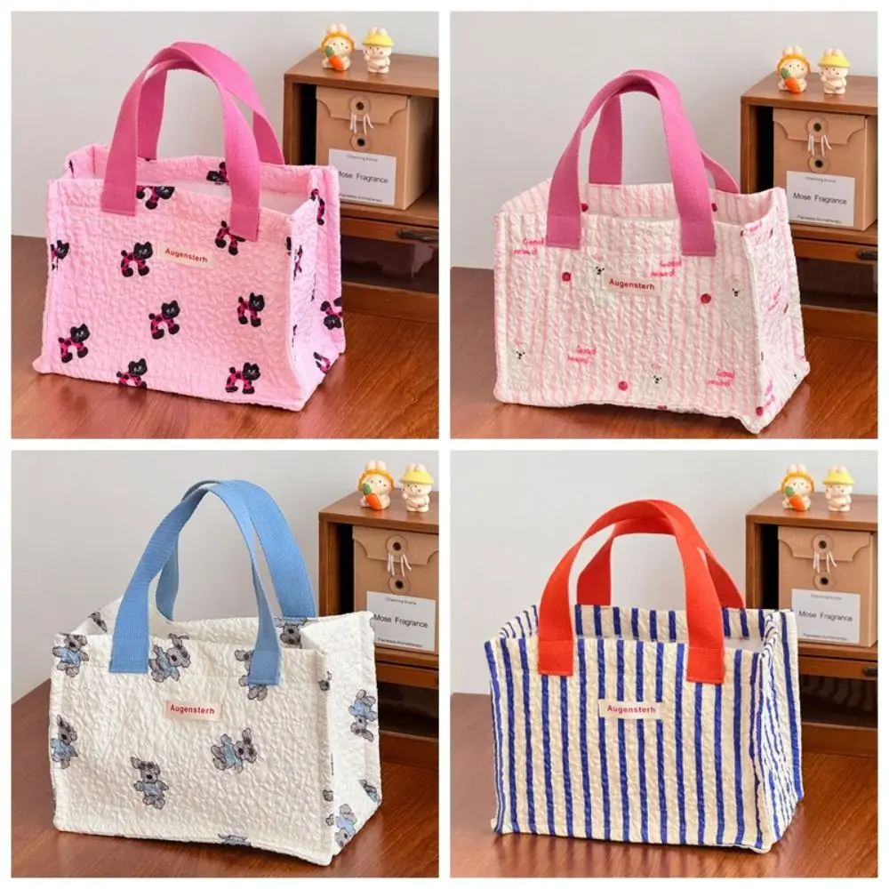 

Cartoon Cat Bubble Cloth Lunch Bag Puppy Large Capacity Korean Style Handbag Lightweight Fashion Design Small Tote Bag