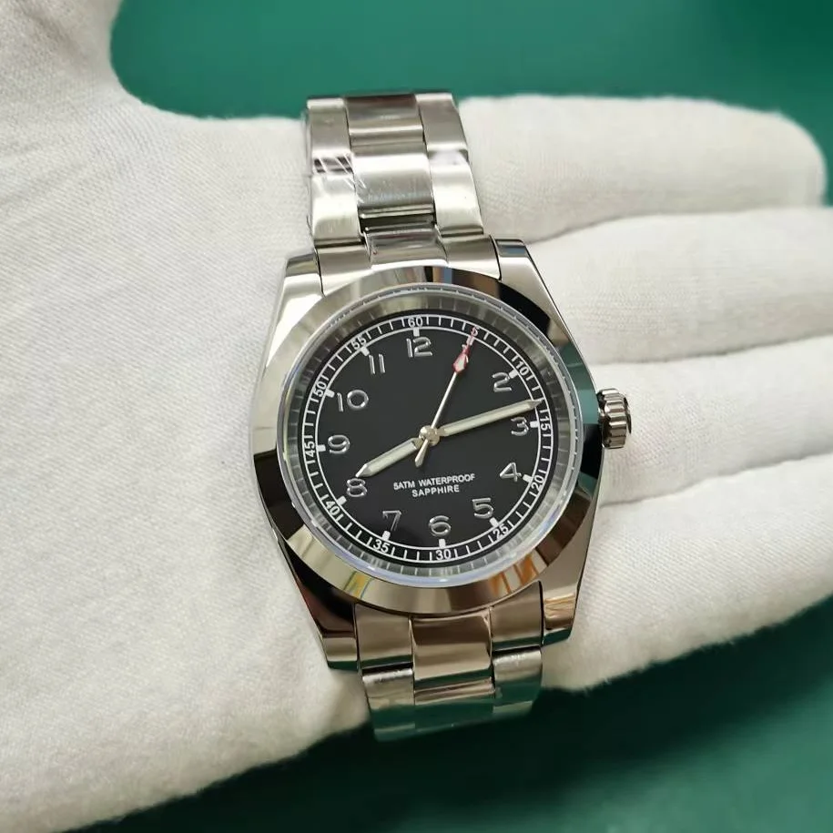 DD39MM الياقوت الزجاج ساعة رجالي الفولاذ المقاوم للصدأ اليابان حركة كوارتز 50 متر مقاوم للماء رجال الأعمال الفاخرة السباحة على مدار الساعة