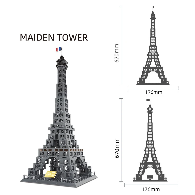 Architettura culturale di fama mondiale Creativo Building Block Torre Eiffel Parigi Francia Modello Collezione di giocattoli educativi in mattoni