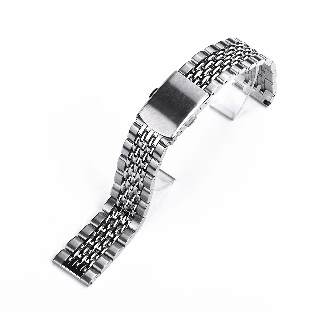 Stainless Steel Seven Bead Watch Band Folding Clasp 20/22mm