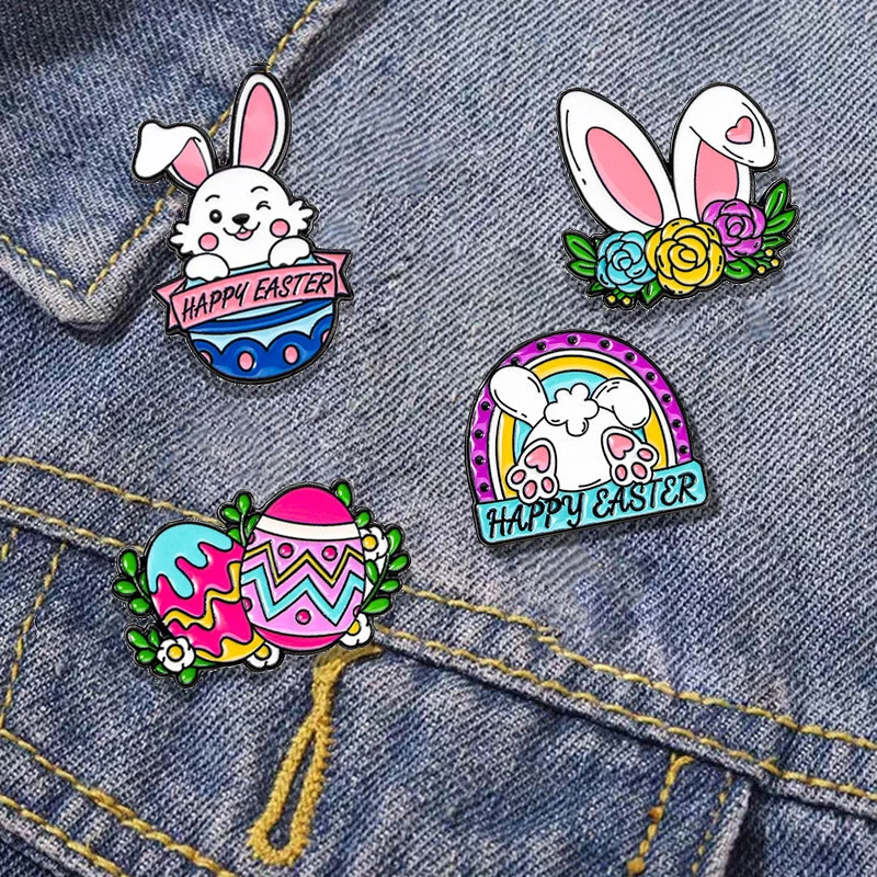 Broche de conejo pequeño de amor para mujer, accesorios de bolso de moda, insignia de Metal de huevo de Pascua, pecho de oreja de conejo de dibujos animados, Verano