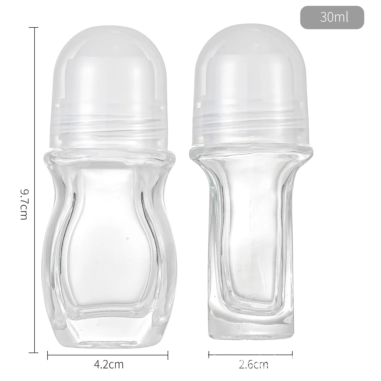 30/50 ミリリットル厚いガラスローラーボトル空のエッセンシャルオイルロールオンボトル漏れ防止マッサージローラーボール詰め替えボトル容器