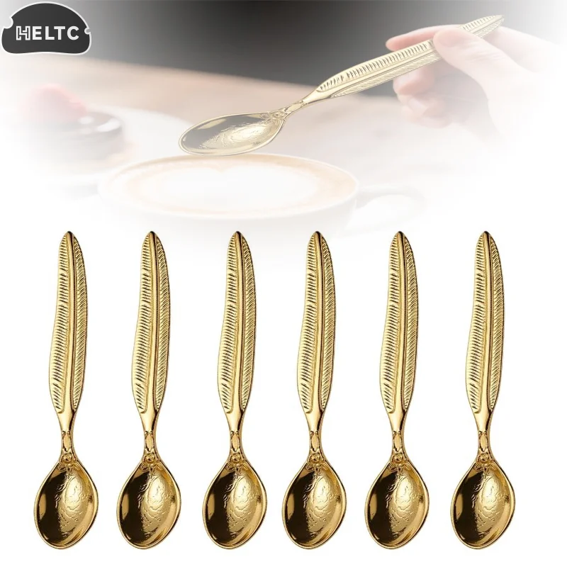 

1/2/4/6pcs/lot Retro Coffee Spoon Creative Feather-shaped Coffee Stirring Spoon Dessert Spoon Home Tea Dessert Stirring Spoon