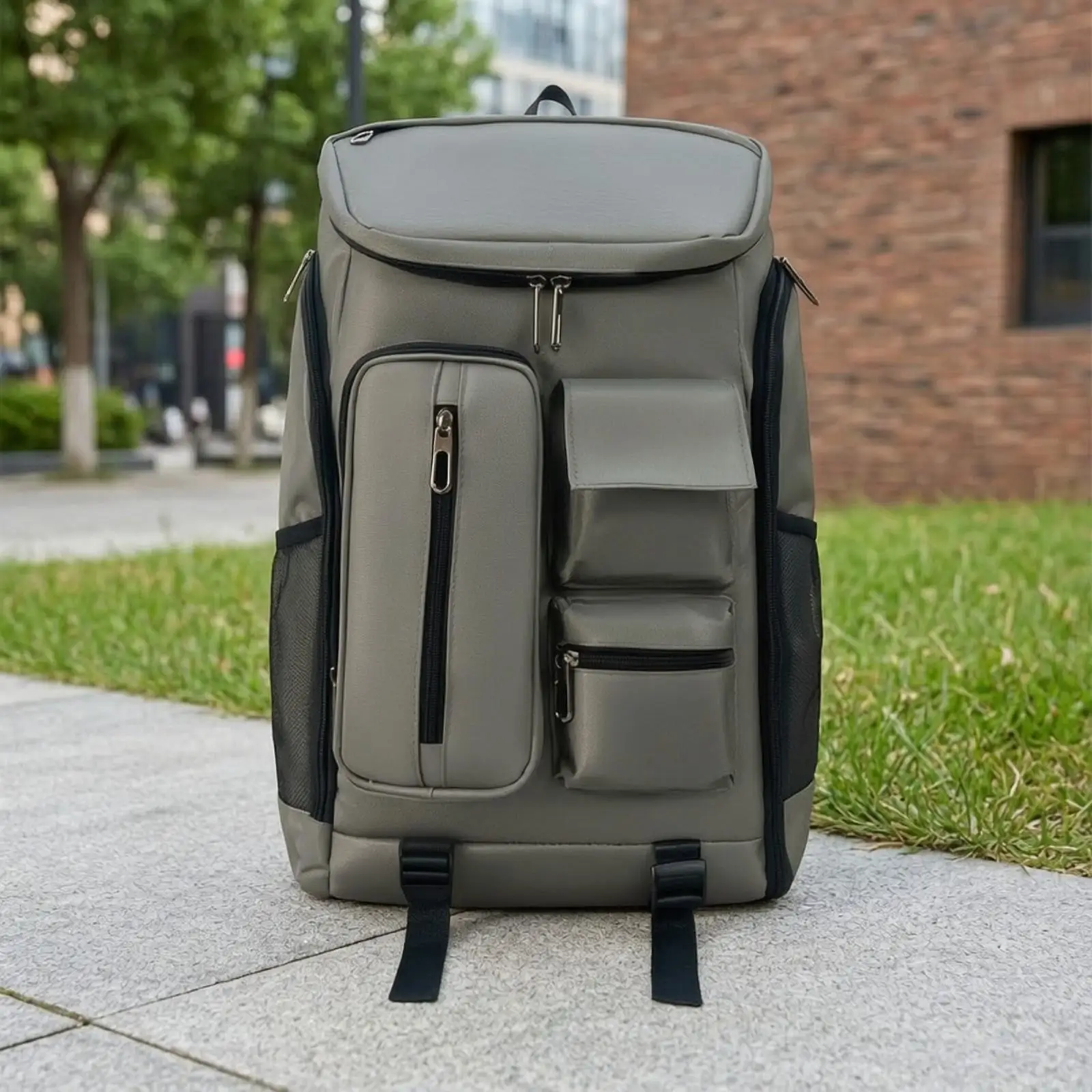 Compact Rectangular Sports Rucksack for Badminton Gear with Zippered Front Pockets and Mesh Holders