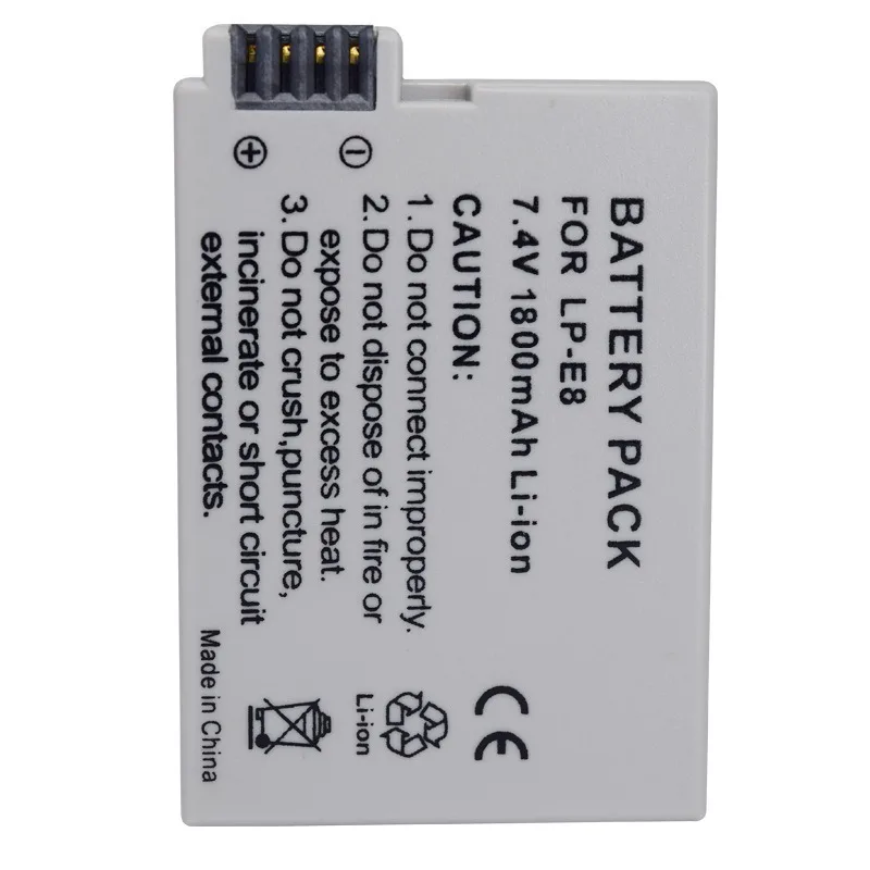 NEW LP-E8 1800mah Camera Battery Charger Set for Canon EOS 550D 600D 650D 700D Lithium Battery 7.4V