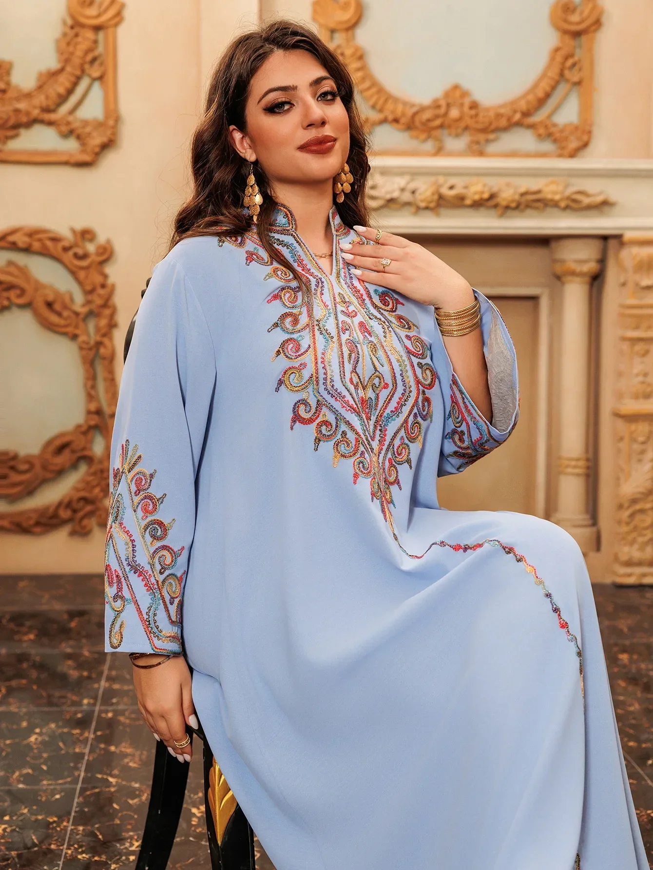 Eid Moslim Jurk voor Vrouwen Borduren Abaya Abaya Arabische Dubai Jalabiya Party Jurken Islam Kaftan Vestidos Largos Lange Gewaad 2024
