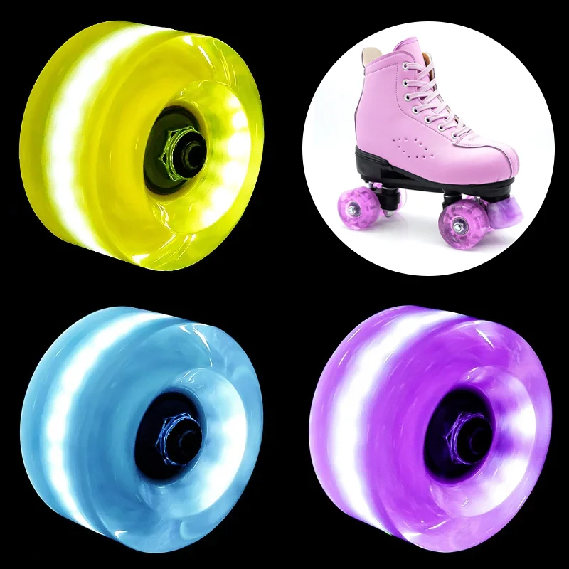 

1/4/8pcs 58mmx32mm PU 82A Double Row Roller Skates Wheels Skateboard 4 Wheels Skates High Elastic Luminous Wheel Outdoor Skating