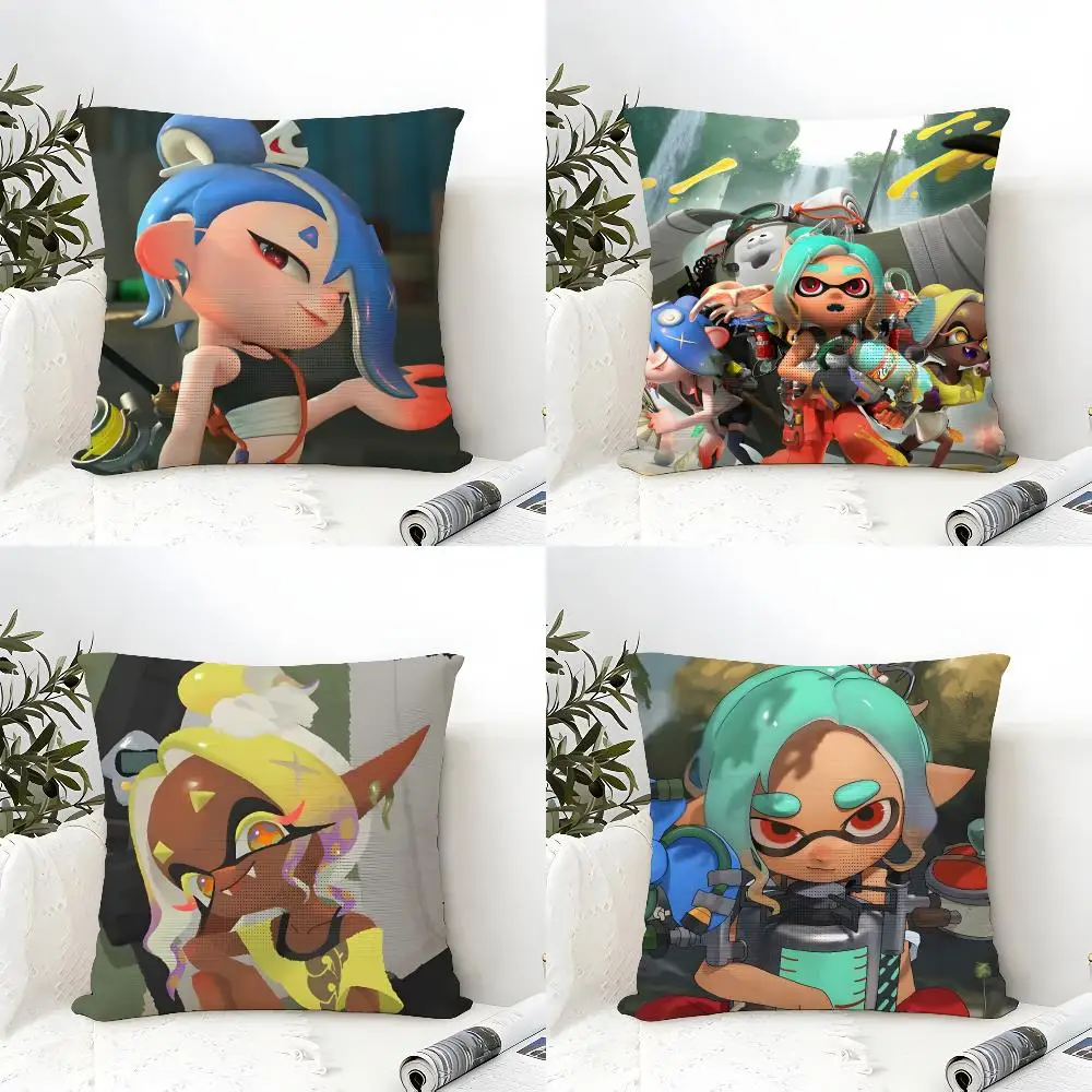 Video Game S-Splatoon Raiders Cushion Cover Organic Linen Square Pillow Case Durable Non-Allergenic And Kind To Skin