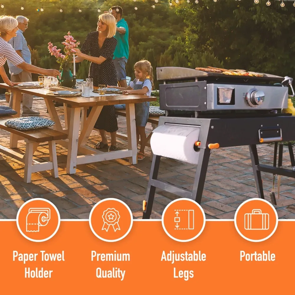 Universal Portable Grill Table/Flat Top Grill Griddles Stand with Built in Grill Caddy - Designed to Fit Tabletop Blackstone