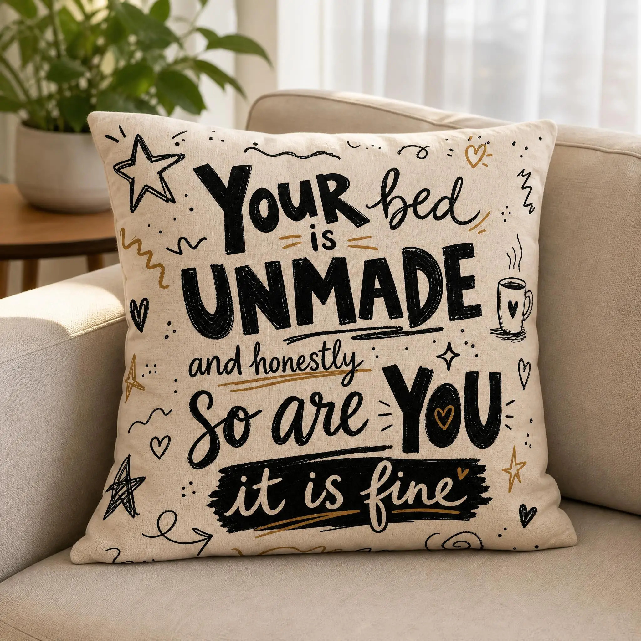 Cozy Lazy Life Quote Pillow Cover, Suitable For Sofa Bedroom Decoration, Unique Holiday Gift