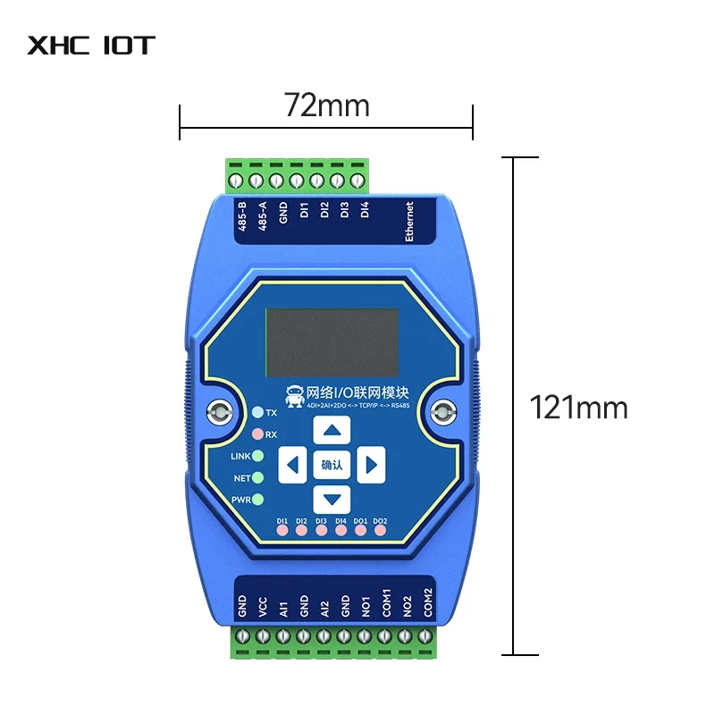 Imagem -02 - Controle de Aquisição Analógica e Digital Multicanal Xhciot Me31-aaax4220 4di Mais 2ai Mais 2do Rj45 Rs485 Modbus Tcp ip para Rtu