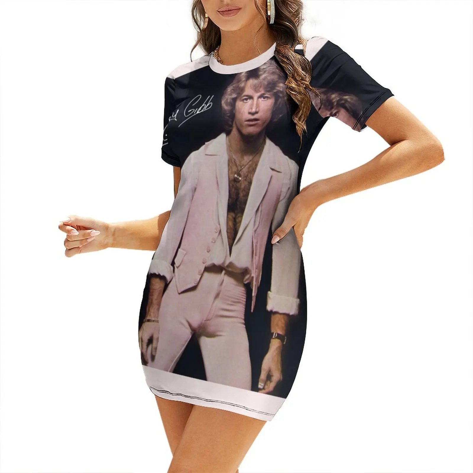 

Andy Gibb poster Short-Sleeved Dress Women's evening dress dress for woman clothes for woman