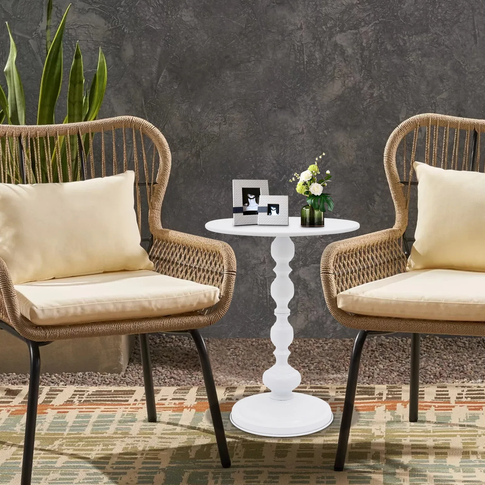 Café TablesКруглый белый торцевой столик для гостиной Напольный журнальный столик Современный приставной столик