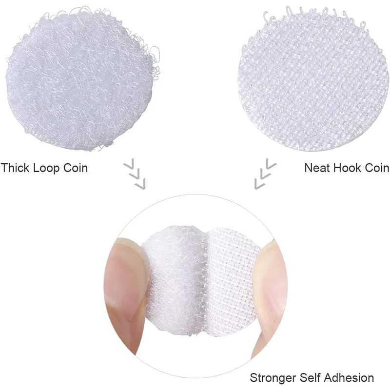 50Pairs Strong Self Adhesive Fastener Tape Dots 10/15/20/25/30mm  Hook and Loop Adhesive Dots Nylon Sticker Coins for Diy Crafts
