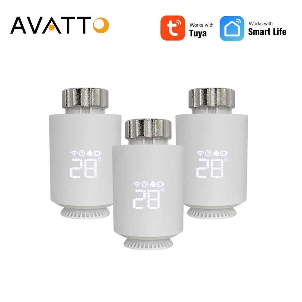 AVATTO Tuya ZigBee Radiator Actuator Thermostat,Smart TRV Thermostatic Valve Temperature Controller,Work for Alexa Google Home