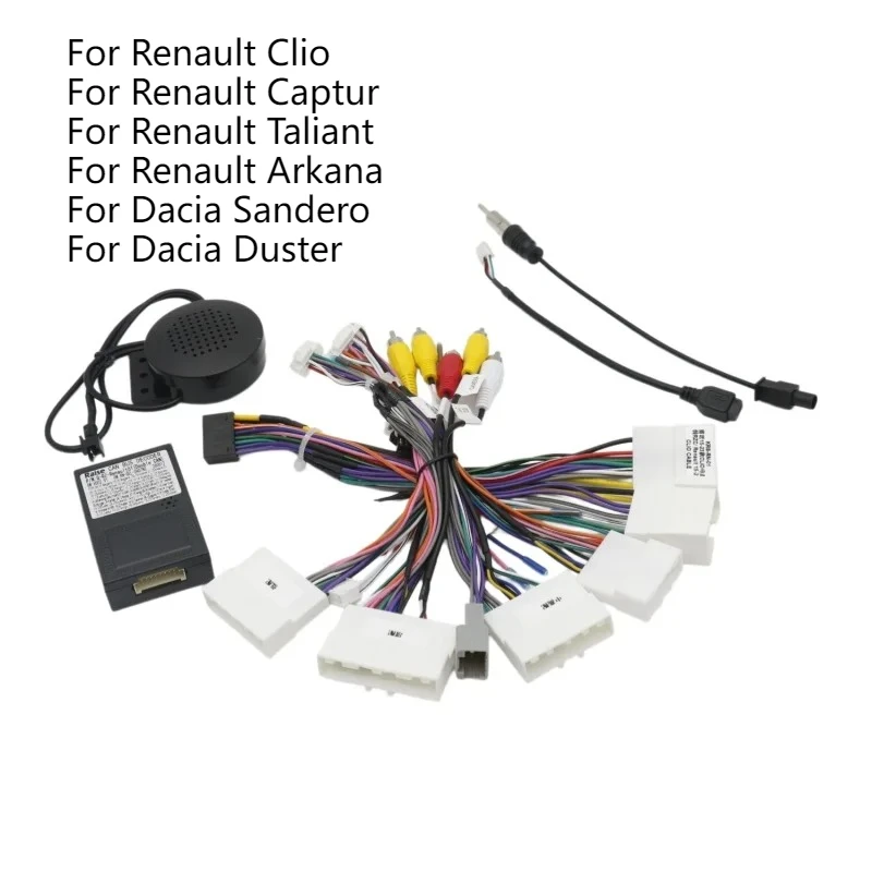 For Renault Dacia 16Pin Radio Wiring Harness CANBUS Adapter for Clio Captur Arkana Sandero Duster