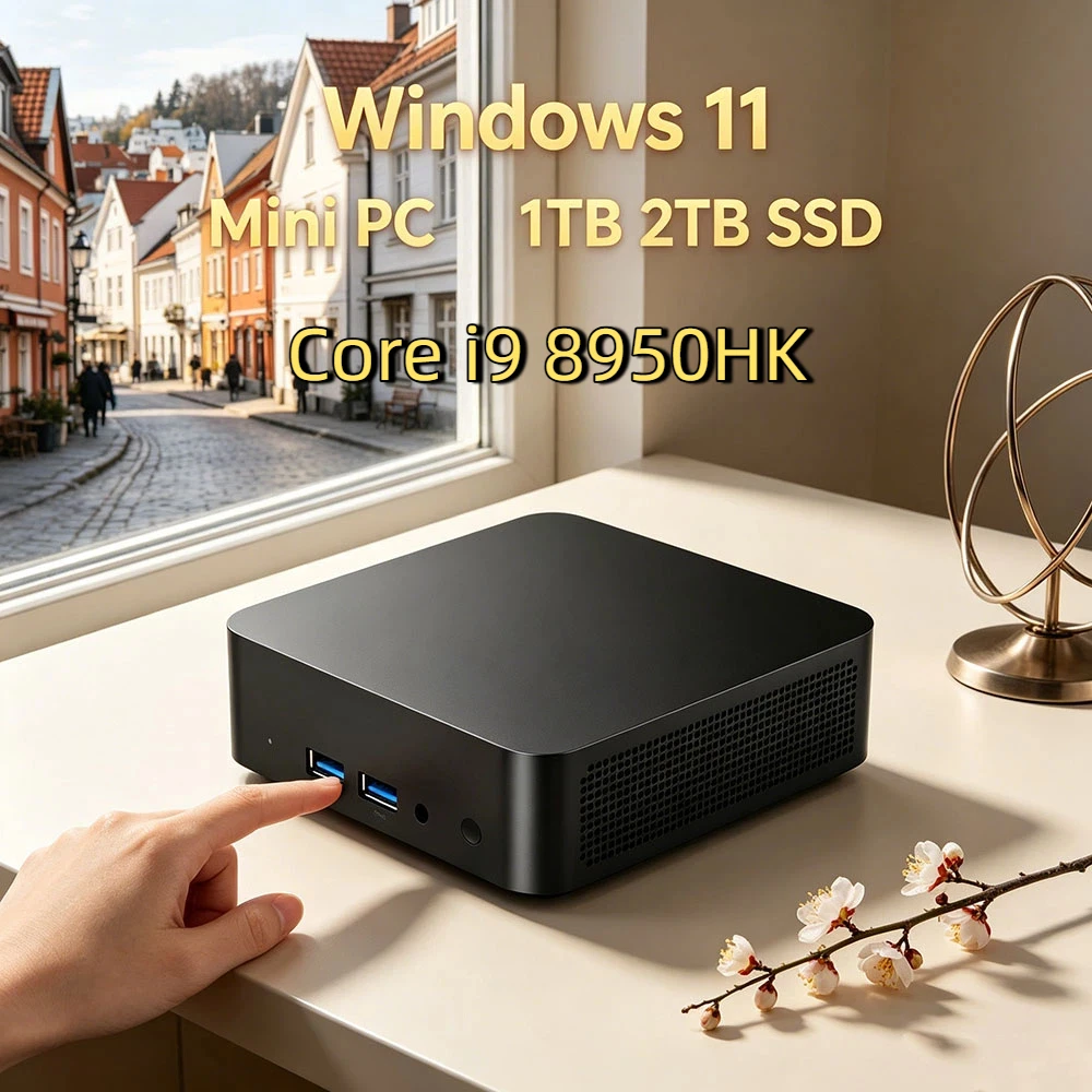 Potent Mini Gaming PC Core i9 8950HK Windows 11 Pro 32GB RAM 1TB/2TB SSD BT5.2 WiFi6 4K HD Multifunctional PC 3 Years Warranty