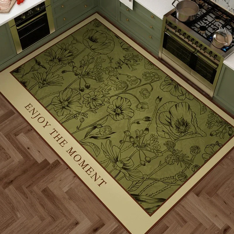 Kitchen Floor Mat French Printed Decorate Scrubable PVC Leather Waterproof Carpet Oil Slip Resistant Balcony Rug Ковер Tapis 러그