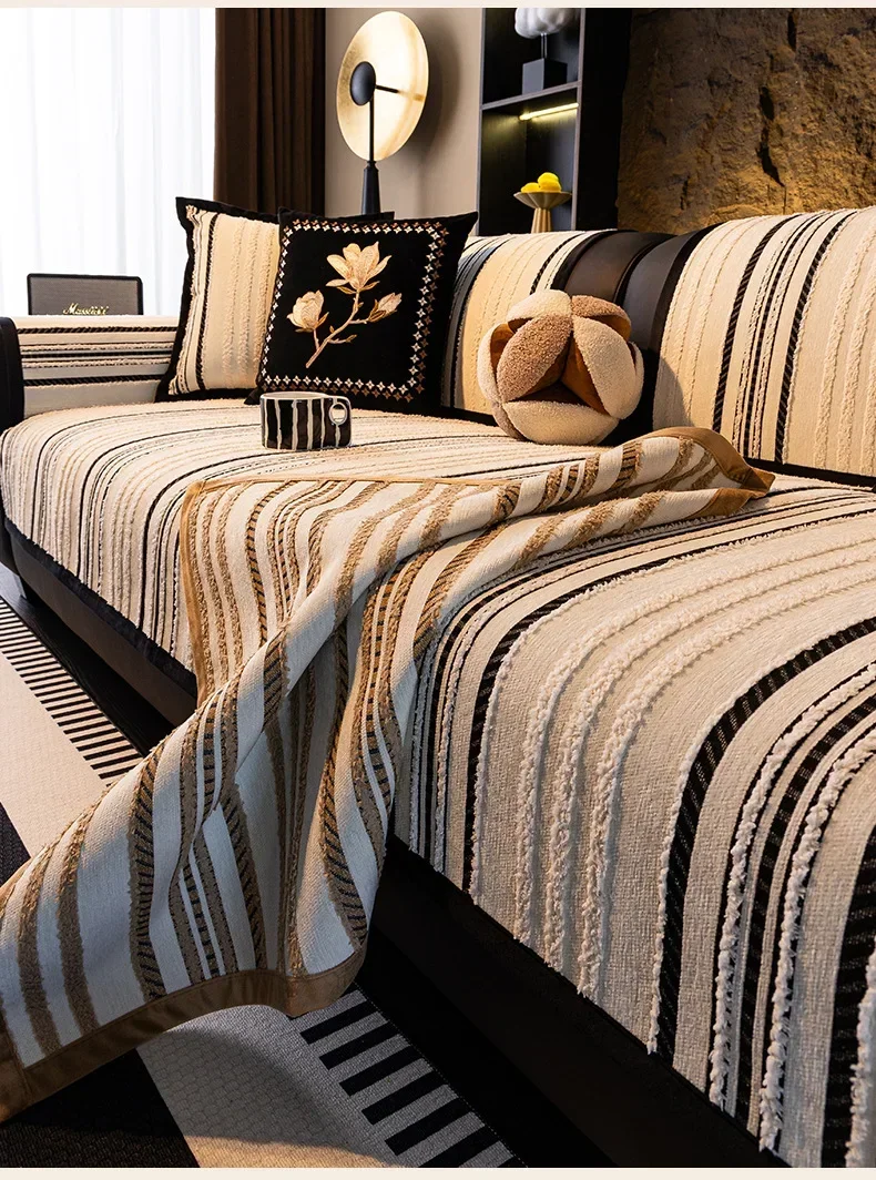 2024 New Non-slip Cushion Four Seasons Universal High-grade Sense Cover Cloth Cover High-grade Chenille Sofa Cushion