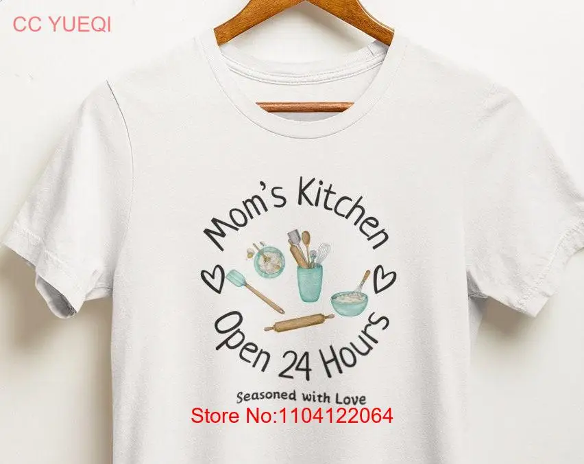 

Открытая футболка для мамы на кухне 24 часа, теплое сообщение в виде сердца, любовь, призонная для кулинарных мам, уникальное признание для мамы