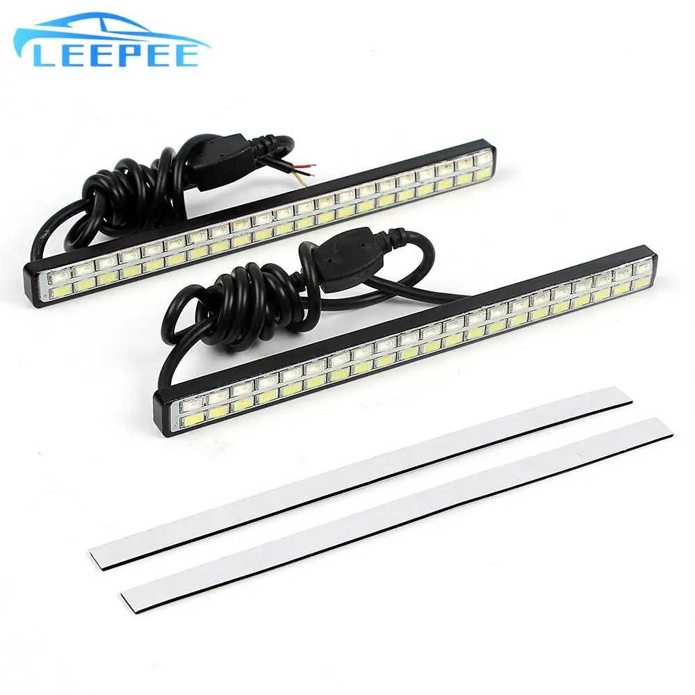 Car LED Daytime Running Lights 42 LED Chips Universal Light Source DRL Car Styling White Amber Turn Signal Indicator Light 2Pcs