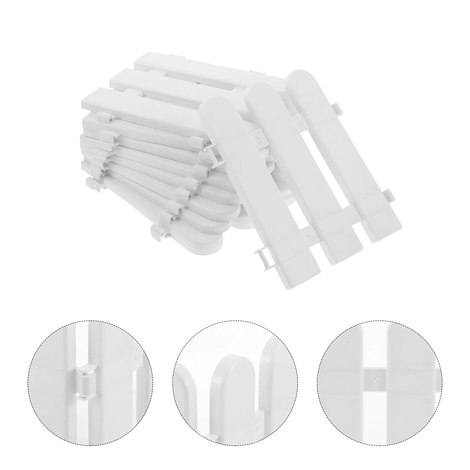 

10 pcs White Garden Fence Plastic Path Edging Portable Flower Bed Courtyard Decorative Round End Splicing Buckles Easy Assembly
