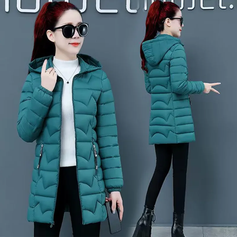 Hiver Thiened femmes coton Jaet Long Sve fermeture à glissière manteau à capuche coréen Sle coupe ajustée tissu Durable vêtements d'extérieur