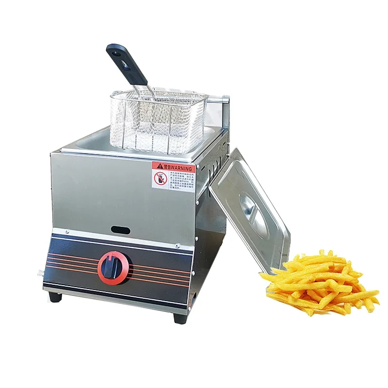 Gas Deep Fryer Chips Chicken Maker LPG Single 10L Double Tank 20 Liters Commercial French Fries Machine