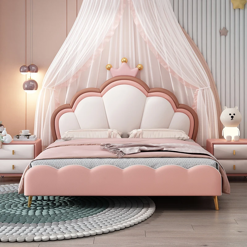 Luxury Girls Bed Princess Platform Castle Design Bed Nordic Beauty European Simple Children Wooden Beliche Bedroom Furniture