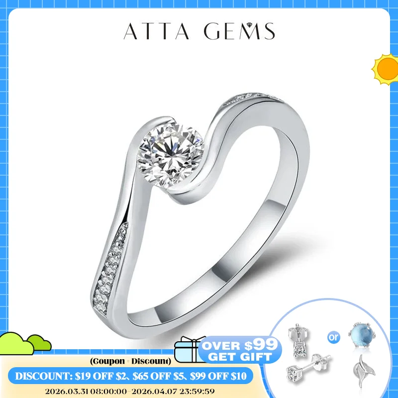 

ATTAGEMS Solitaire Male Ring 5.0mm Round Diamond Moissanite Antique 925 Sterling Silver Ring For Woemen Wedding Fine Jewelry