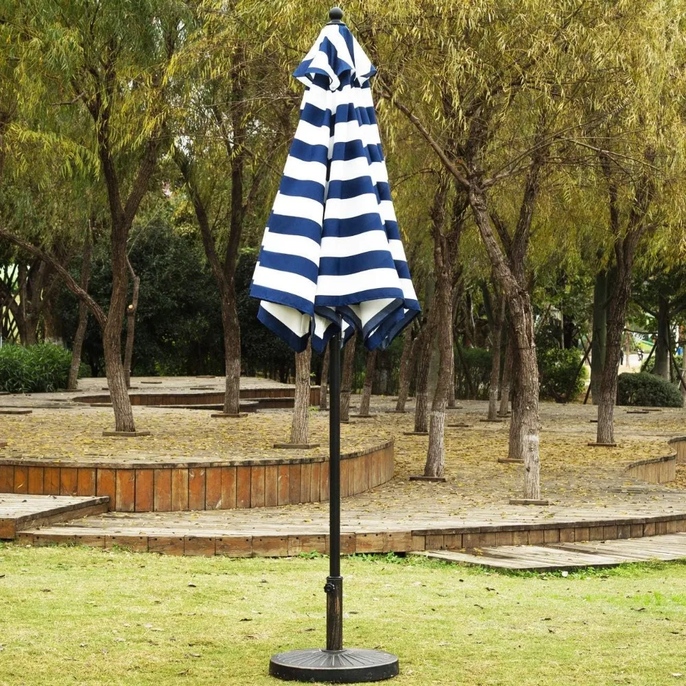 Sunnyglade-sombrilla de 9 pulgadas para Patio, sombrilla de mesa para exteriores con 8 varillas resistentes (azul y blanco)