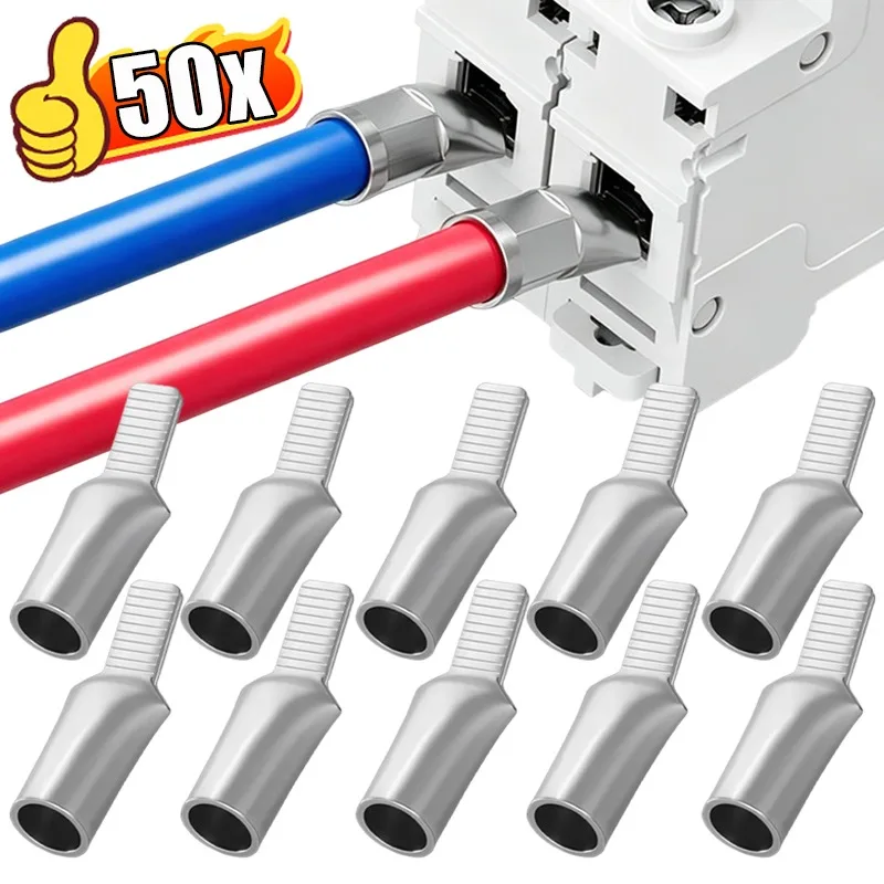 

50/5PCS Plated Copper Wire Ferrules Non Insulated Crimp Terminals Block Connectors Plug For Circuit Breaker Electrical Wiring