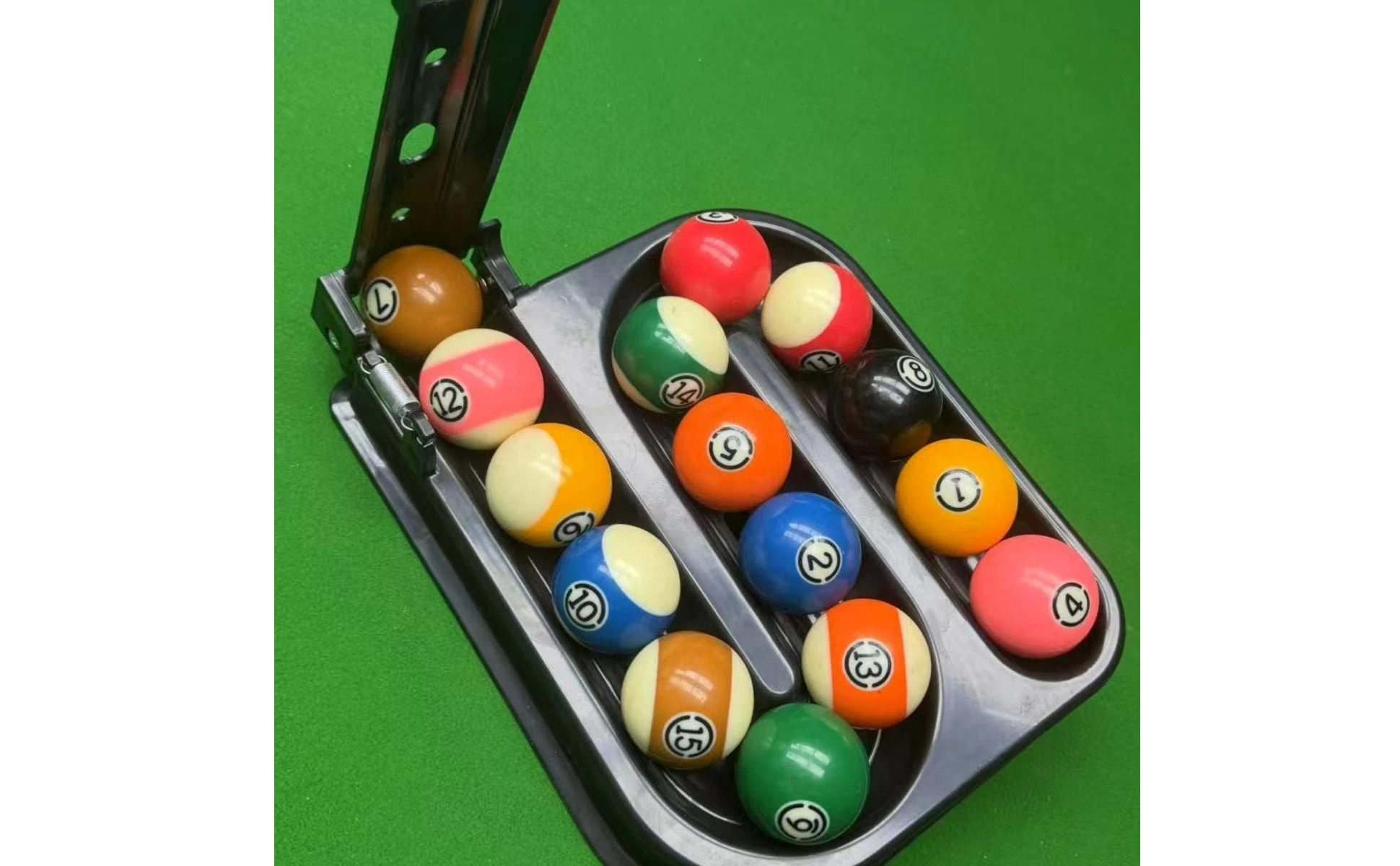 Billiard Rack with Guide Arm Consistent Ball Setup Template Billiard Ball Rack Glossy Tight for Beginners, Solo Practice