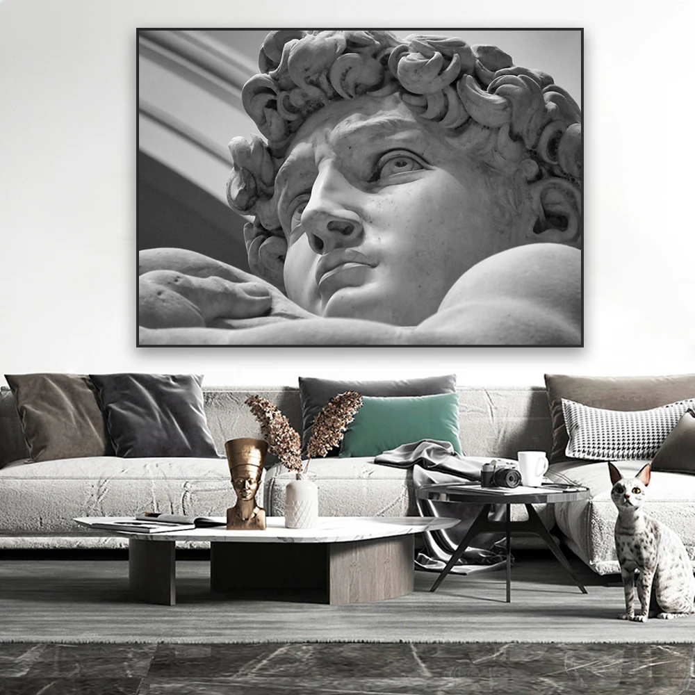 Black and White Art Poster Sculpture David Prints Greek Statue Wall Art Prints Large Canvas Painting Reading Room Decoration