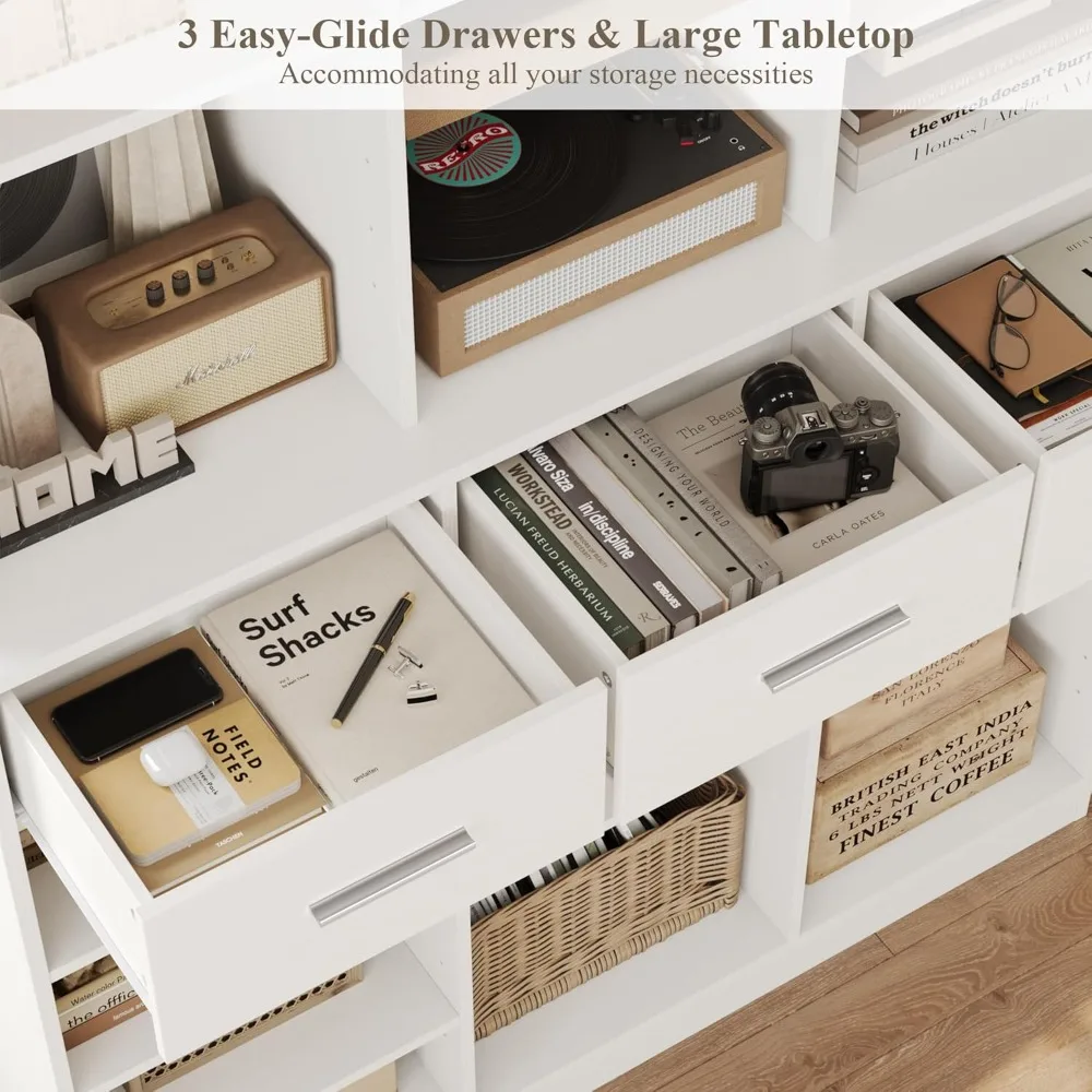 

75" Tall Book Shelf and Bookcase, 47" Wide Bookshelf with Drawers, Modern 9 Tier Bookcase with Storage, Large Wood, Customized