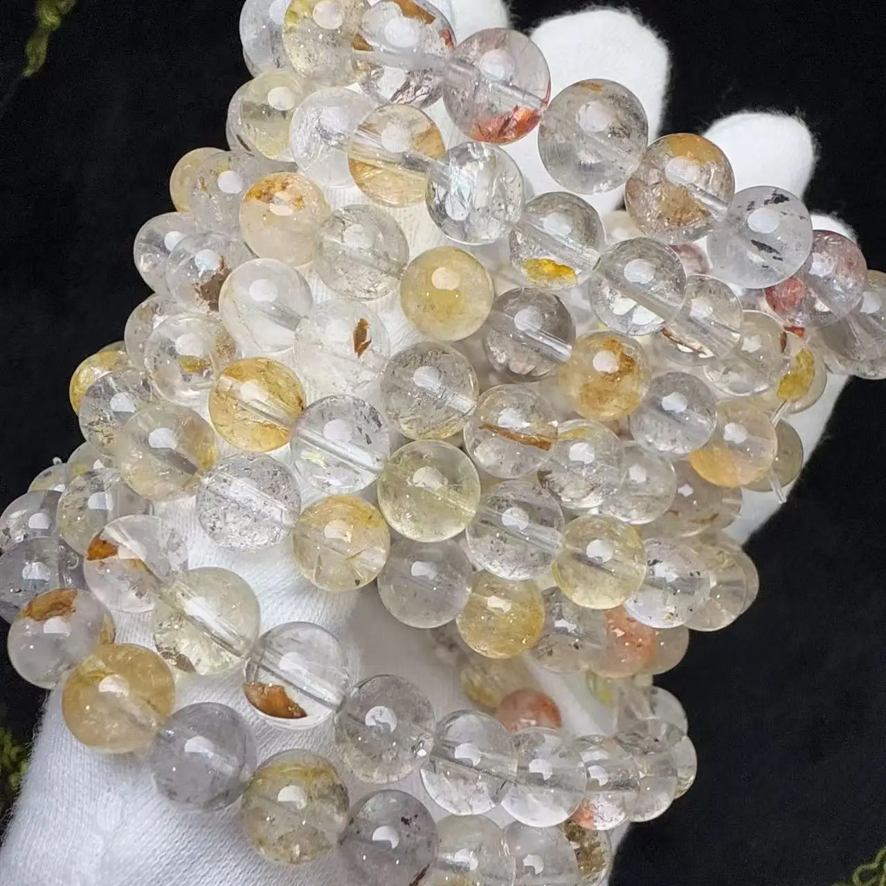 Натуральный верх, красочный энергетический кварц Herkimer с бриллиантами, круглые бусины, браслет из драгоценных камней, снятие стресса, счастливый камень, изящные ювелирные изделия Натуральный верх, красочный энергетический кварц Herkimer с бриллиантами, круглые бусины, браслет из драгоценных камней, снятие стресса, счастливый камень, изящные ювелирные изделия