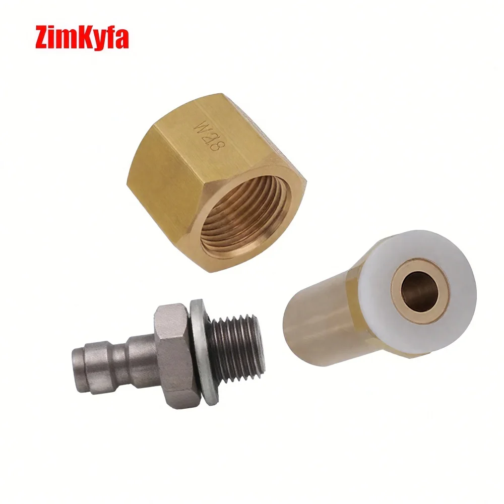 Large CO2 Carbon Dioxide Tank CGA320/W21.8-14/DIN477 Nut & Nipple Fittings with Washers & 8mm Quick Didsconnect Coupler