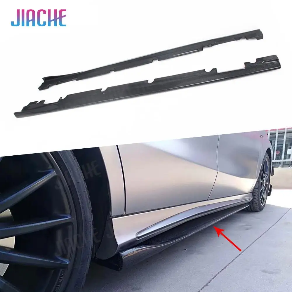 Carbon Fiber Side Skirts Apron Spoiler for Mercedes Benz W176 A Class A160 A180 A200 A250 A45 & CLA W117 CLA180 CLA45 AMG 13-17